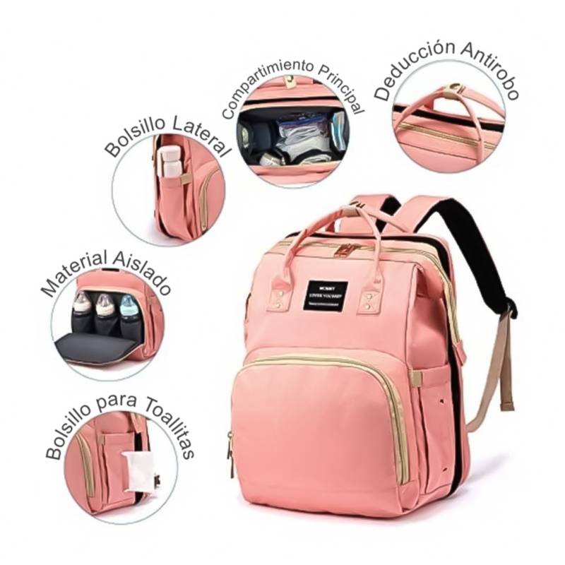 Morral Pañalera Bebé Plegable Con Cuna