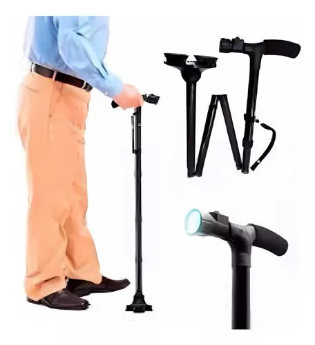 Baston Con Linterna Plegable Led