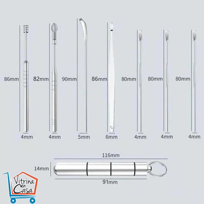 KIT DE LIMPIEZA DE CERA EN OÍDOS CON 6 PIEZAS PORTÁTIL