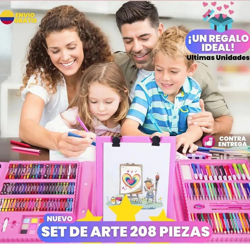 Set De Arte Niños Maleta 208 Piezas Crayon Plumones