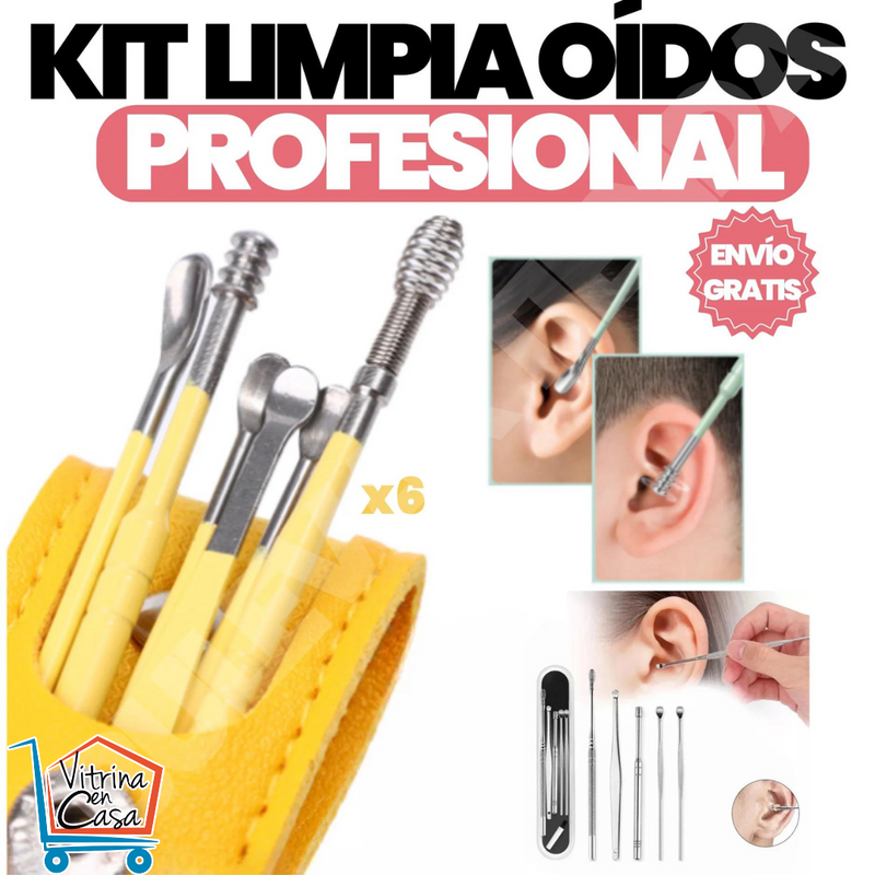 KIT DE LIMPIEZA DE CERA EN OÍDOS CON 6 PIEZAS PORTÁTIL